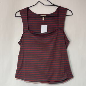 Nordstrom Articles of Society Tank Top Womens Large Grey Red Stripe Square Neck